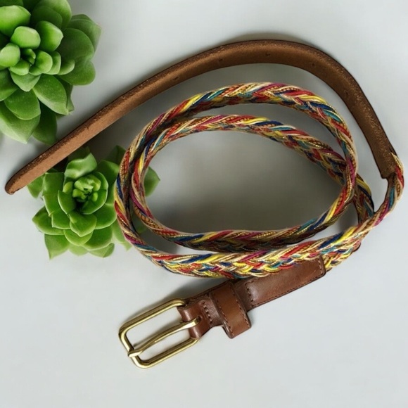 Eddie Bauer Woven Metallic Skinny Muti Color Belt Size Small - Picture 1 of 9